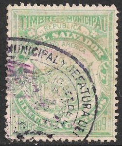 EL SALVADOR 1899 50c ARMS Municipal Revenue Ross M51 VFU