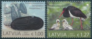 Latvia Europa Stamps 2021 MNH Endangered National Wildlife Birds Storks 2v Set