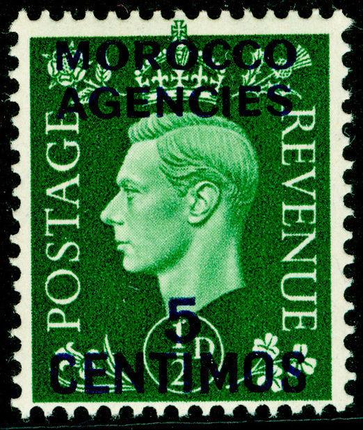 MOROCCO AGENCIES SG165, 5c on ½d green, M MINT.