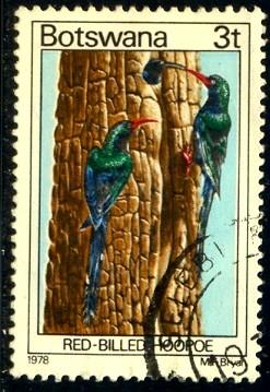 Bird, Red-billed Hoopoe, Botswana stamp SC#200 used