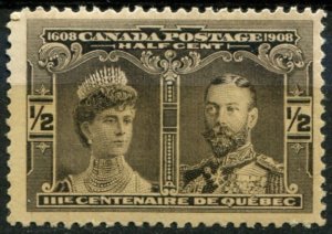 Canada Sc#96 MNH, ½c brn blk, Quebec Tercentenary (1908)
