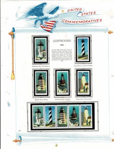 Lighthouses 25c US Postage Booklet Pane of 5 and singles #2470-74a VF MNH