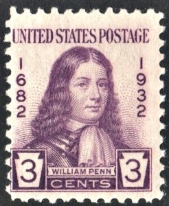 SC#724 3¢ William Penn (1932) MNH