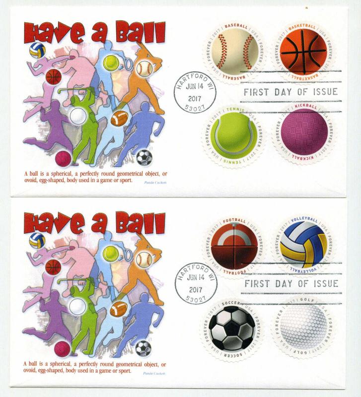 5203-10 Have A Ball on two, Panda Cachets, FDCs