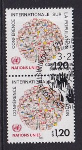 United Nations Geneva  #121 cancelled  1984 conference on population  pair