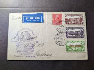 1932 New Zealand Special Christmas Eve Flights Cover Palmerston N to Gisborne