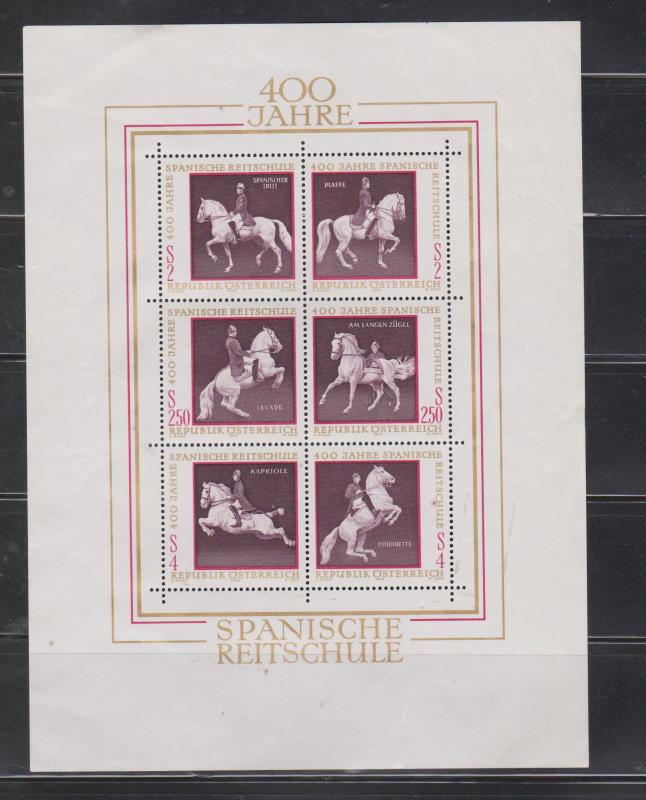 AUSTRIA Scott # 929 MH - Spanish Horses Souvenir Sheet