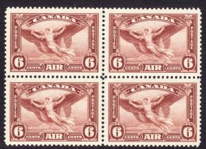 1935 Canada 6¢ Airmail Daedalus block of 4 MNH Sc# C5