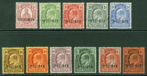 SG 115s-126s Turks & Caicos 1909 set (less SG 116 ¼d red). Overprinted