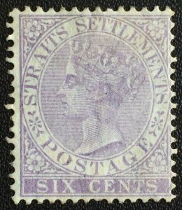 Malaya Straits Settlements 1868 QV 6c CrownCC Mint SG#13 CV£150 M1912