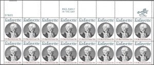 US 1716 - MNH Plate Block of 16 - 13¢ stamps.  Bicentennial - Lafayette