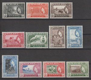 MALAYA/PENANG 1957 SG 44/54 MNH Cat £75