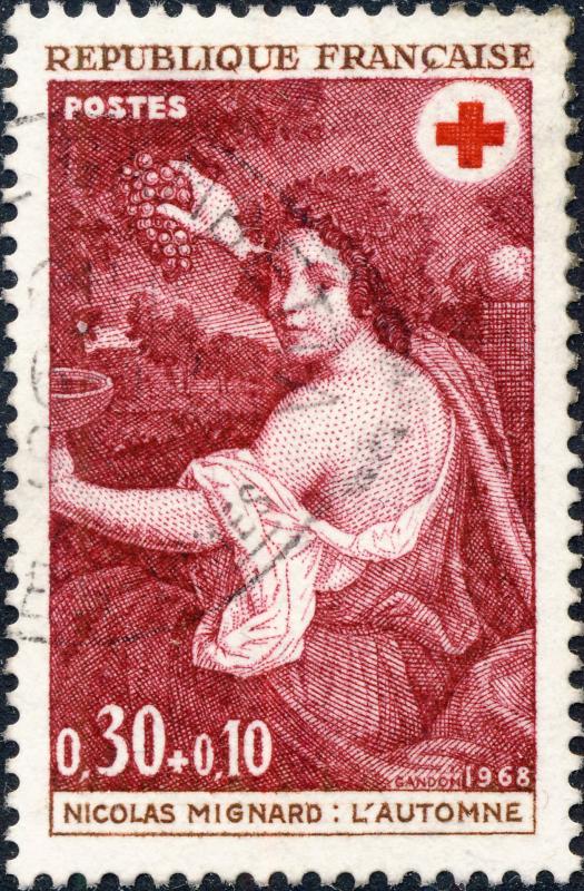 FRANCE 1968 Yv.1581/Mi.1648 0,30+0,10fr Red Cross (Mignard L'Automne) Obl TB