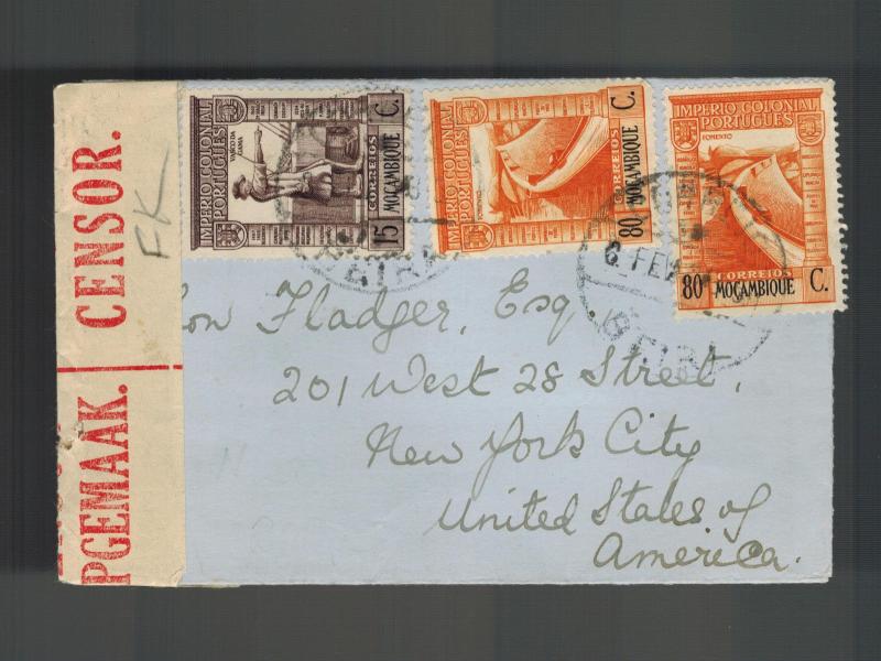 1942 Beira Mozambique Censored  airmail cover to USA 