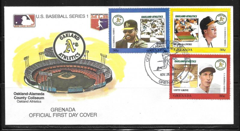 Grenada 1664-1672 MLB Baseball Qakland Athletics Players FDC