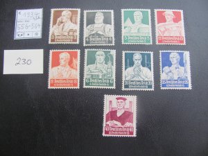 Germany 1934 MNH  SC B59-B67 SET  XF 550 EUROS (230)
