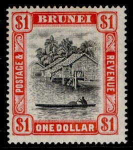 BRUNEI GVI SG90, $1 black & scarlet, M MINT. Cat £19.