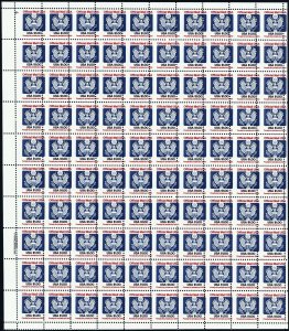 O132 MNH $1 RARE Misperfed Sheet of 100 Official Stamps Freaky Error Stuart Katz