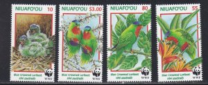 Tonga - Niuafo'ou # 202-205, WWF Birds, NH, 1/2 Cat.