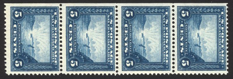 #399 5c Blue 1913 VF Pan Pacific Expo Mint Vertical Strip of 4
