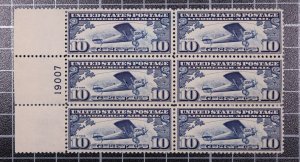 Scott C10 - 10 Cents Lindbergh - MNH - Plate Block Of 6 # 19007 SCV - $130.00