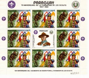 Paraguay 1982 MNH Sc 2037 sheet of 8 with label