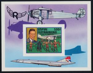 Central Africa 302 deluxe sheet MNH Lindbergh, Spirit of St Louis, Concorde