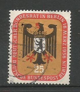 BERLIN, 1956, used 25pf Arms of Berlin Scott 9N119