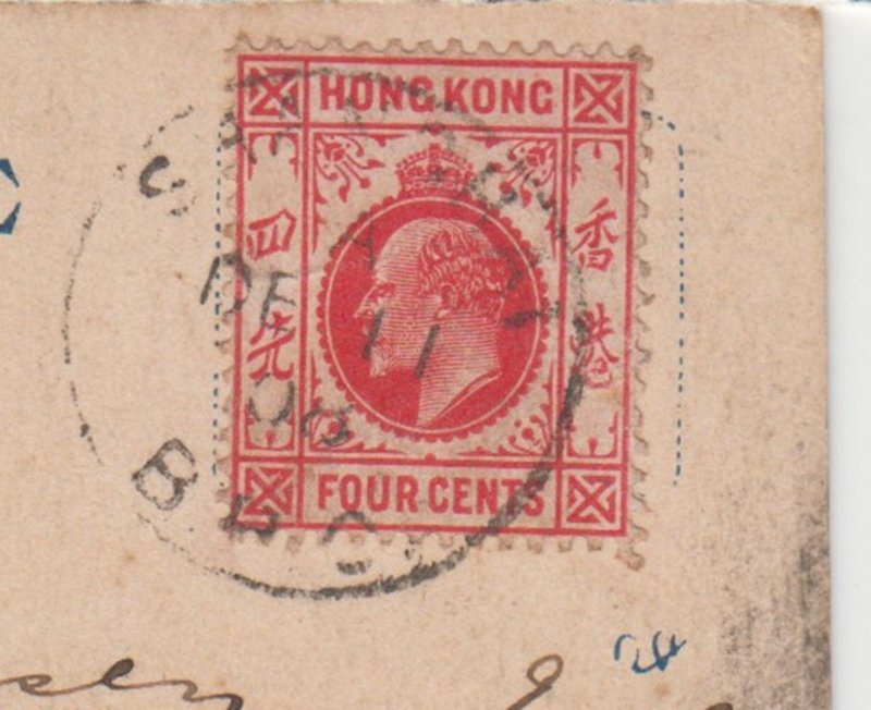 HONG KONG cover postmarked Shanghai B.P.O. - 11 Dec. 1908 - Postcard to England