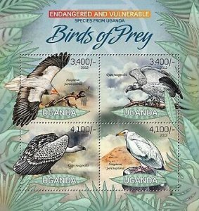 Uganda - Endangered Species - Birds of Prey - 4 Stamp Sheet - 21D-035