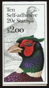 US BK242A - Booklet of 10 - 20¢ stamps. Pheasant - Sideways Position  SCV $20.00