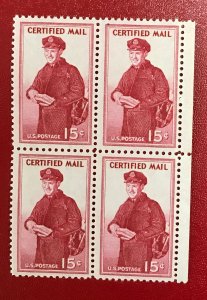 1955 US Sc FA1 MNH block 15c Letter carrier CV$2.00 Lot 1773