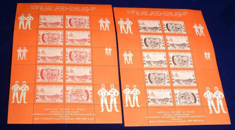 15th ASDA National Postage Stamp Show Exhibition 1963 New York Souvenir Sheets