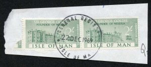 Isle of Man 2/- Green Pair QEII Pictorial Revenues CDS On Piece