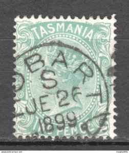 Tas131 1878 Australia Tasmania Two Pence Stamped 1899 Hobart Gibbons Sg #157 ...