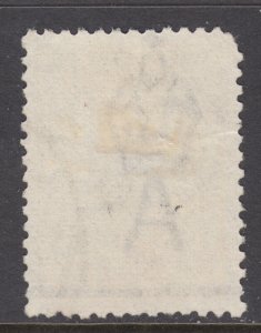 Australia Sc 54 used. 1918 5sh yellow & gray Kangaroo, short corner perf