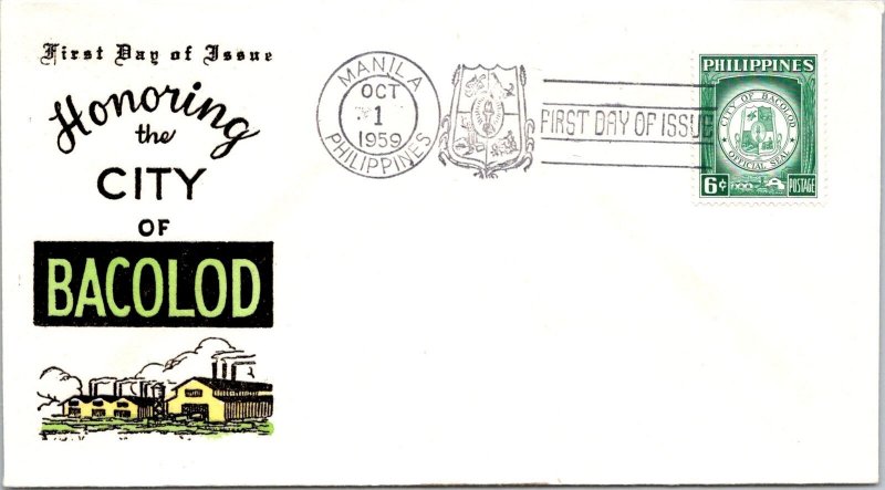 Philippines FDC 1959 - Bacolod City - 6c Stamp - Single - F43378