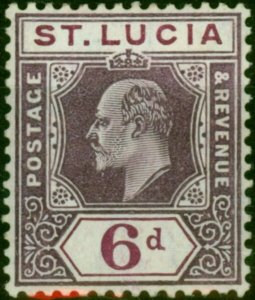 St Lucia 1905 6d Dull Purple & Violet SG72b Chalk Fine MM (4)