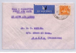 IRAQ Air Mail FIRST FLIGHT MISR AIR LINES PALESTINE Haifa 1936 Cover ZN143