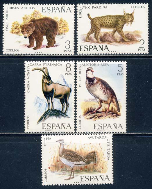 Spain 1971 Sc 1680-4 Bustard Lynx Bear Partridge Stamp **