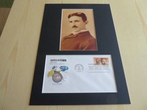 Inventor Nikola Tesla USA FDC Cover and mounted photograph mount size A4