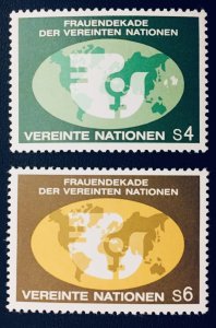 UN Vienna #9 and #10  4S & 6S Women's Year Emblem (1980)  MNH