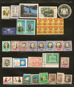 World Wide Collection of 30 Different Old Cinderella and Seals Stamps Used