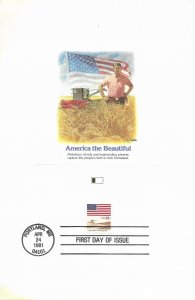 1981 FDC, #1890, 18c Flag, Fleetwood Proof Card