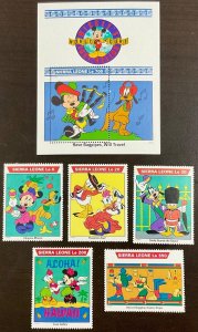 Sierra Leone Disney Mickey’s World Tour Souvenir Sheet plus 5 singles 1992