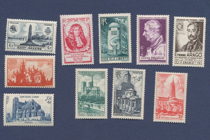 FRANCE - Scott B213 / / B223 - unused hinged - 1947-1948 --b