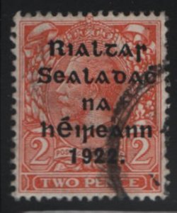 Ireland 1922 used Sc 42 2p KGV, orange, black overprint 15.75 x 16mm