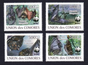 Comoro Is. WWF Livingstone's Fruit Bat 4v 2009 MNH MI#2212-2215