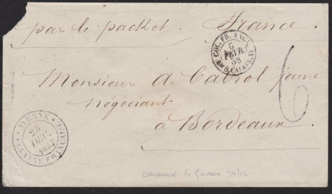 FRENCH GUIANA 1838 cover with cds CAYENNE GUYANE FRANCAISE..................6669