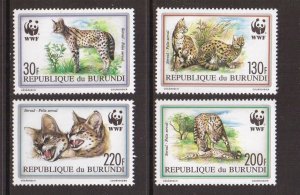 Burundi  #681-684   MNH  1992  World Wildlife Fund